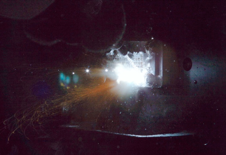High-speed photograph of the laser shock peening process