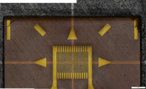 Zoomed in image of a uniaxial strain gage grid