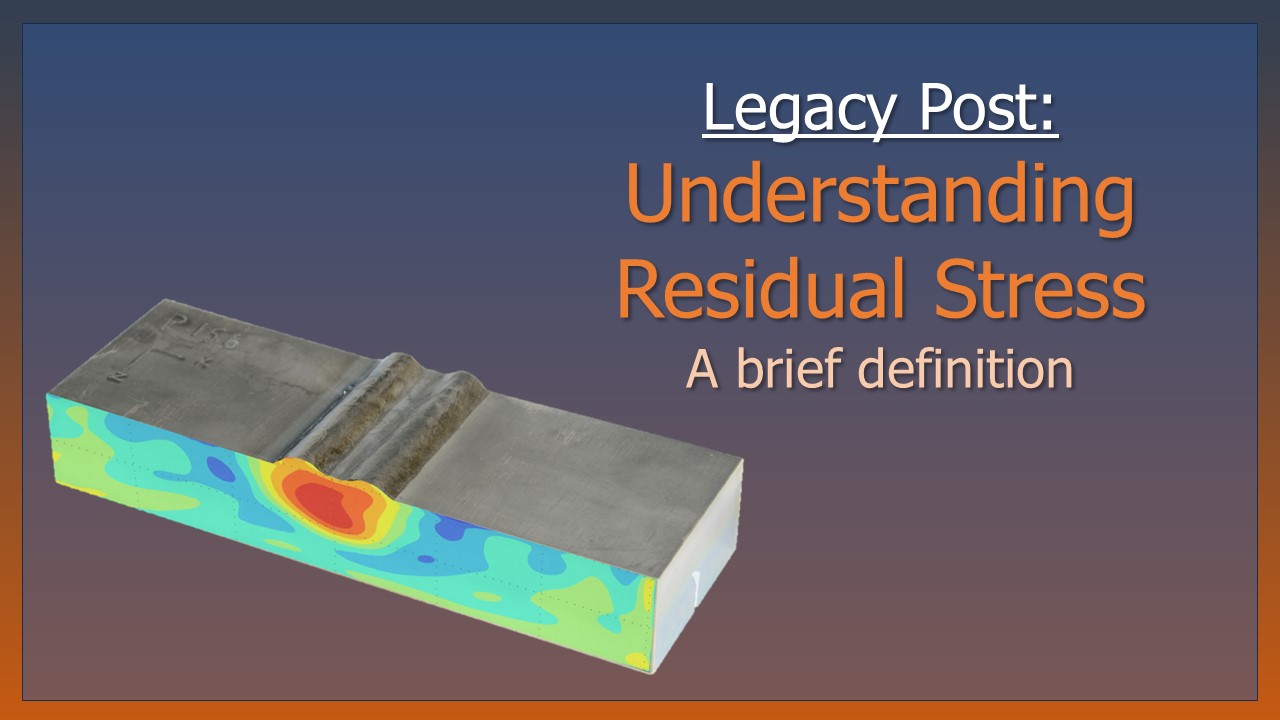 Featured image for the blog Understanding Residual Stress: a brief definition with an example welded plate specimen overlayed with a contour plot of the internal stresses.